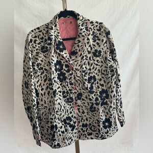 PJ Salvage Women’s Size Small Pajama Top Cotton Floral‎ Leopard Print